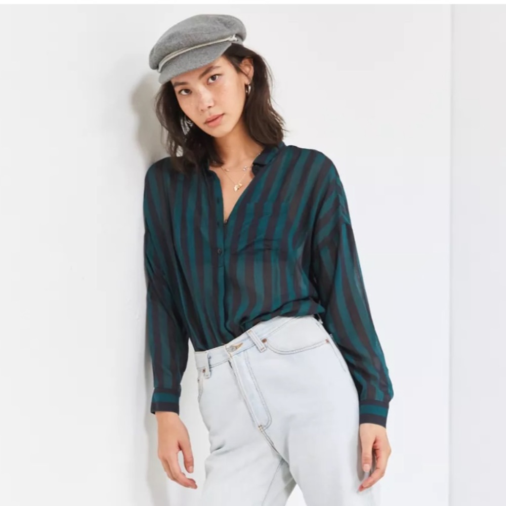 BDG Twill Button-Down Tunic Top